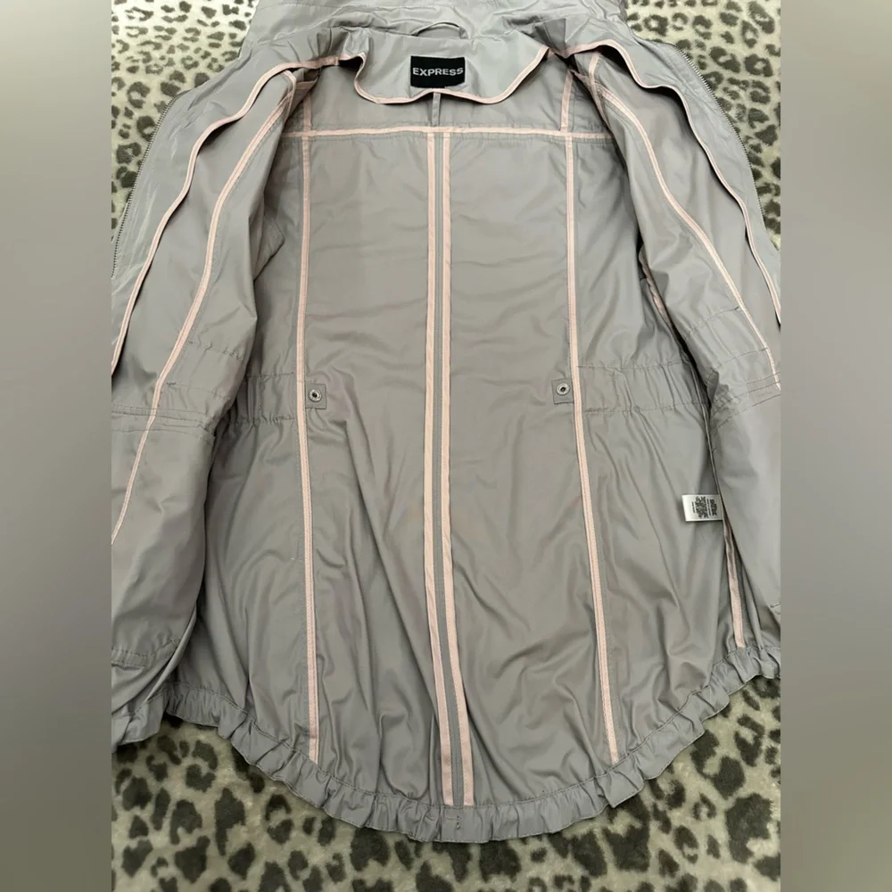 2014 Express Drawstring Utility Jacket in Light Gray Size Small Women’s